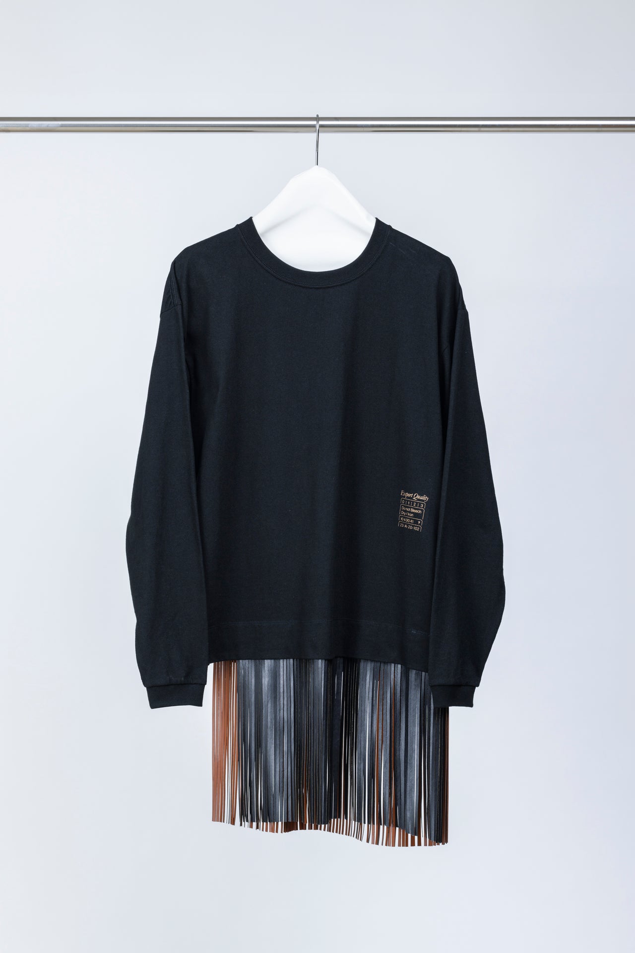 Cotton Jersey Hem Leather Fringe Long Tee