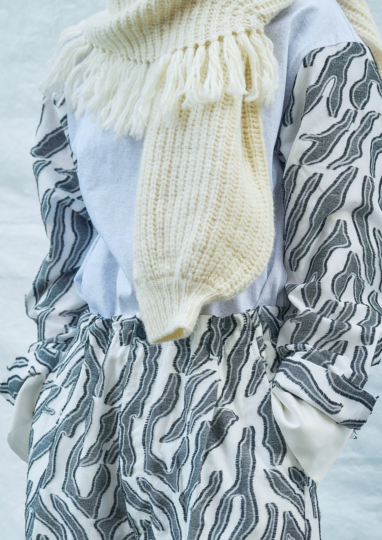Wool Cotton Fringe Cardigan