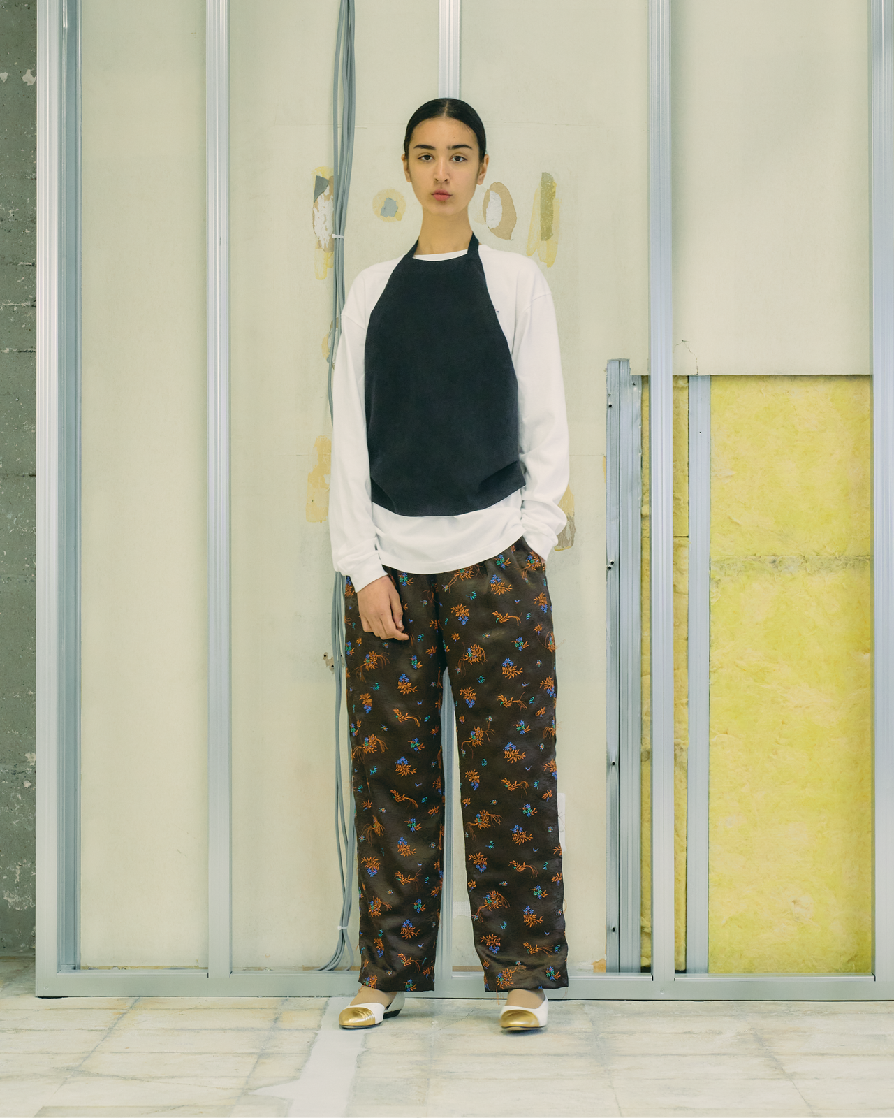 Plant Fringe Embroidery Acetate Fabric Pants