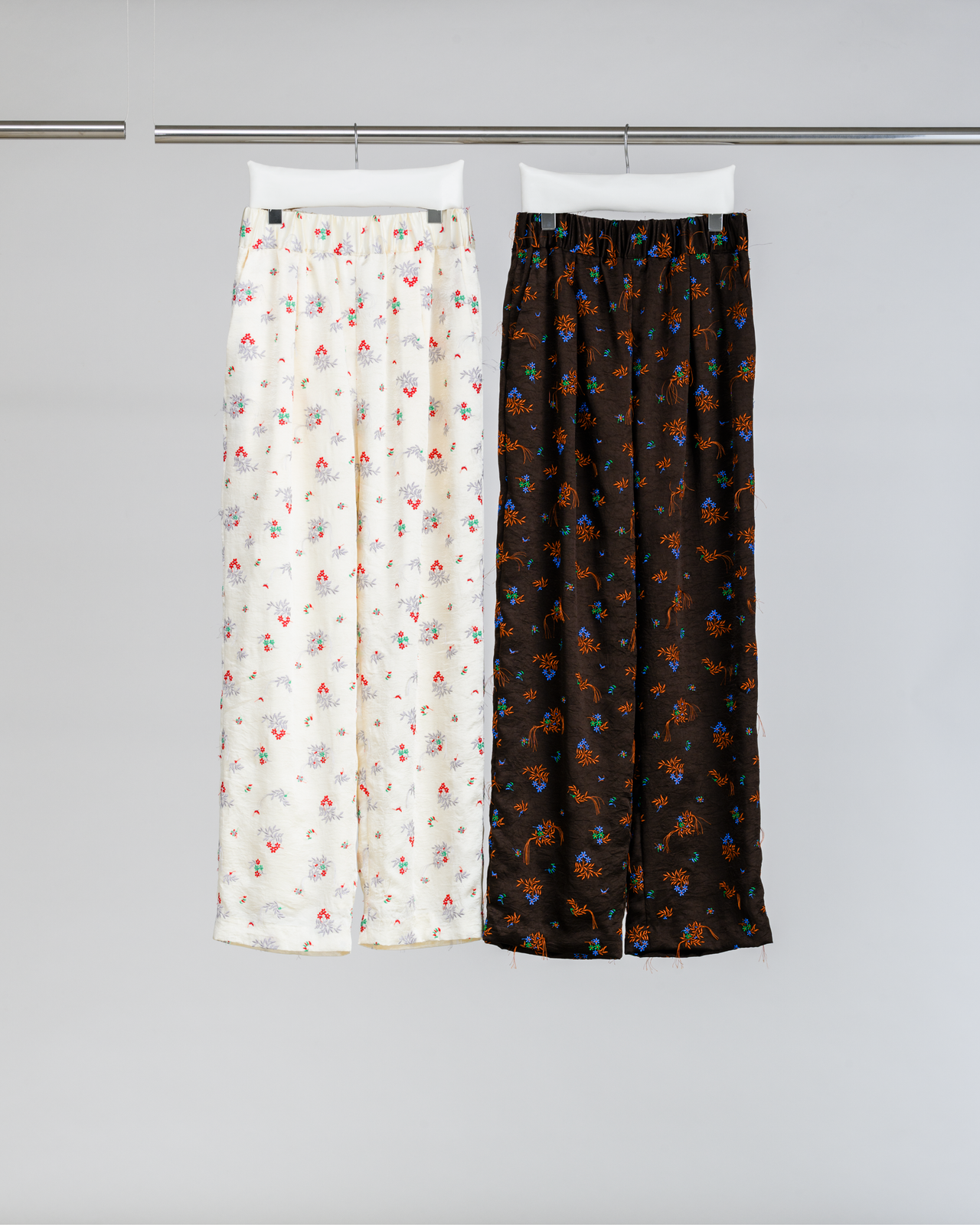 Plant Fringe Embroidery Acetate Fabric Pants