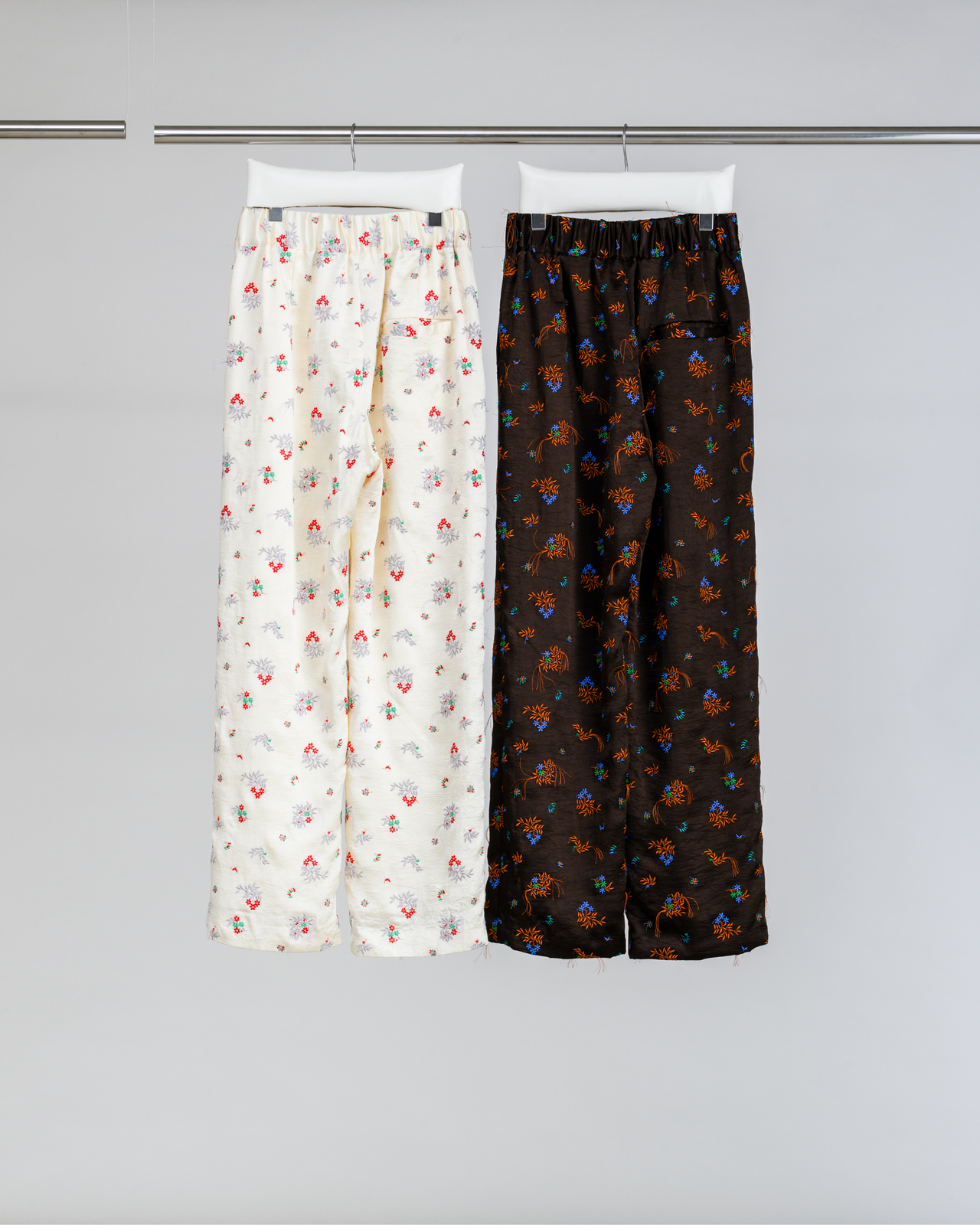 Plant Fringe Embroidery Acetate Fabric Pants