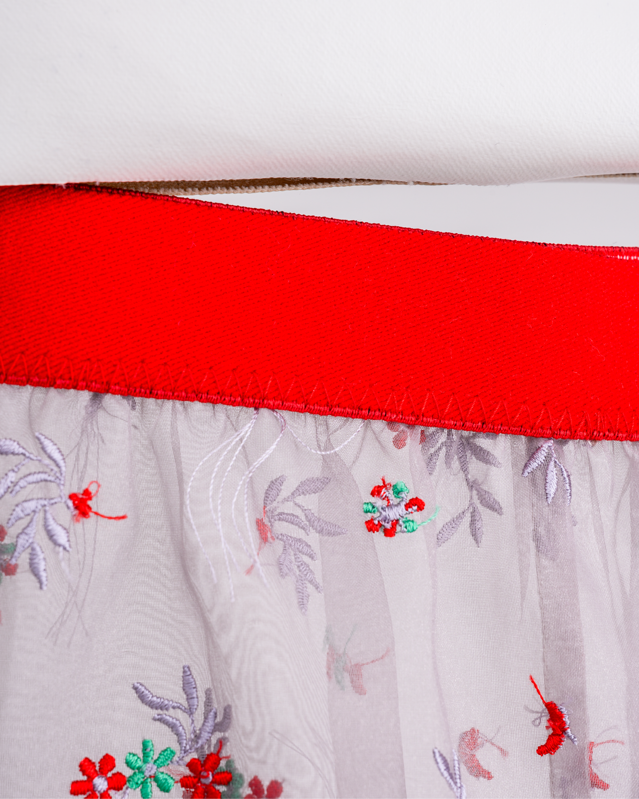 Plant Fringe Embroidery Organdy Fabric Layered Skirt