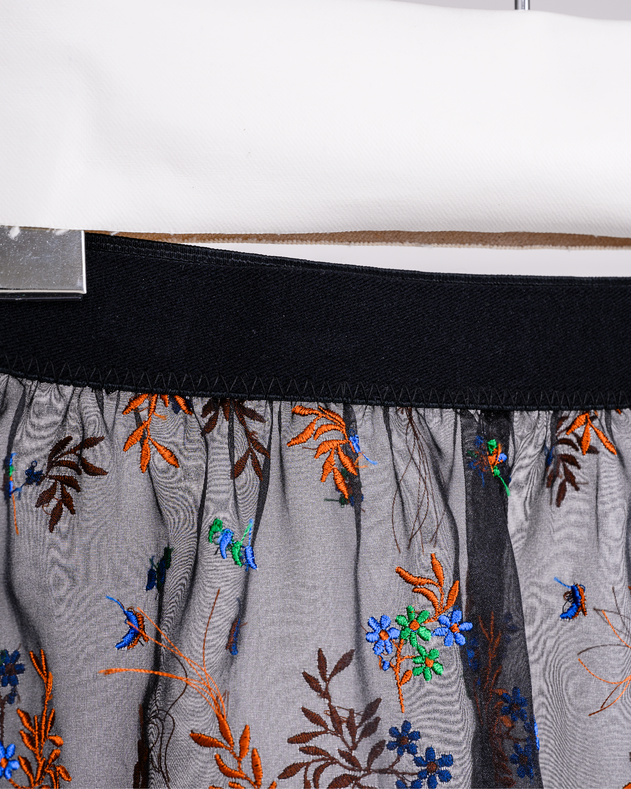 Plant Fringe Embroidery Organdy Fabric Layered Skirt