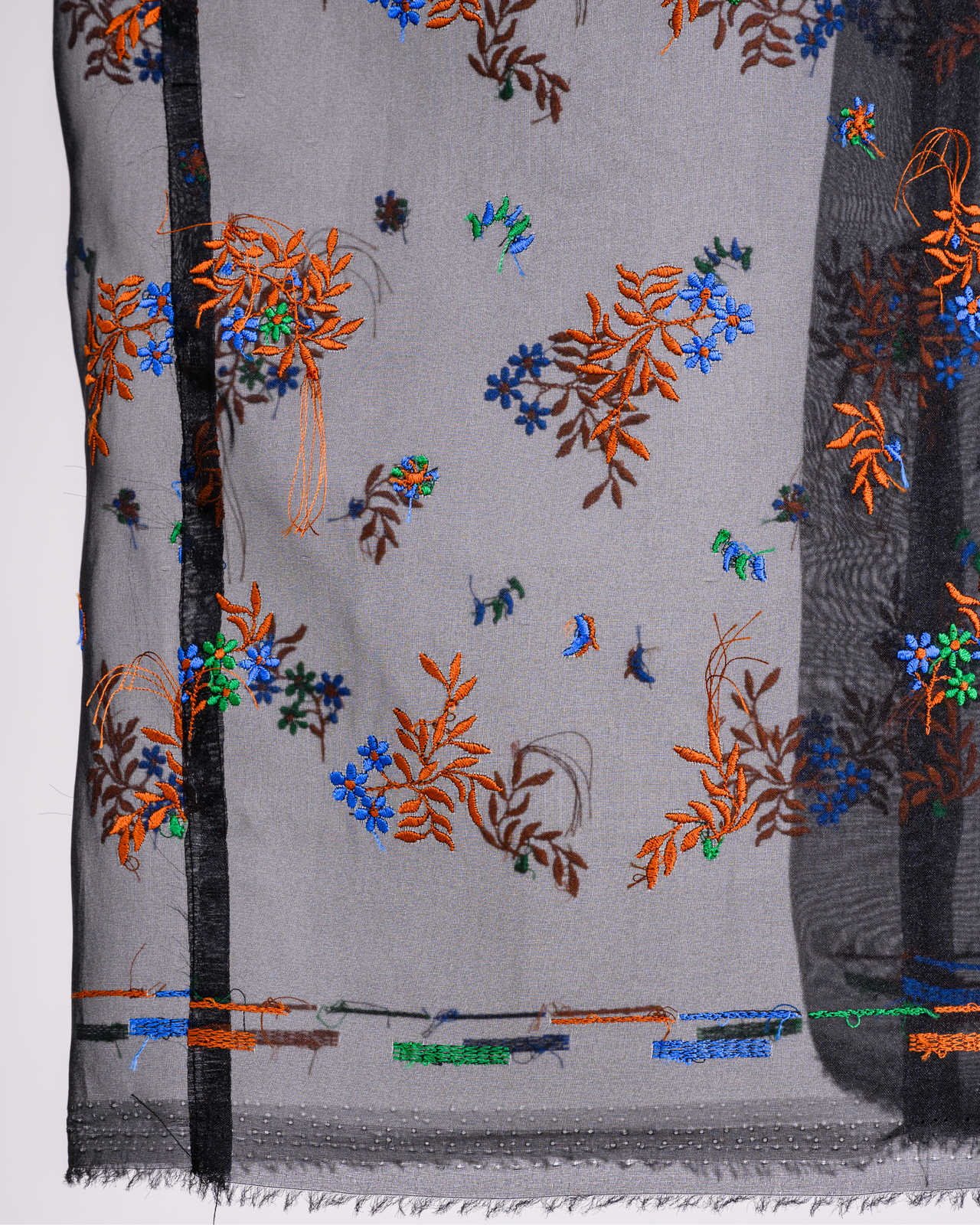 Plant Fringe Embroidery Organdy Fabric Layered Skirt