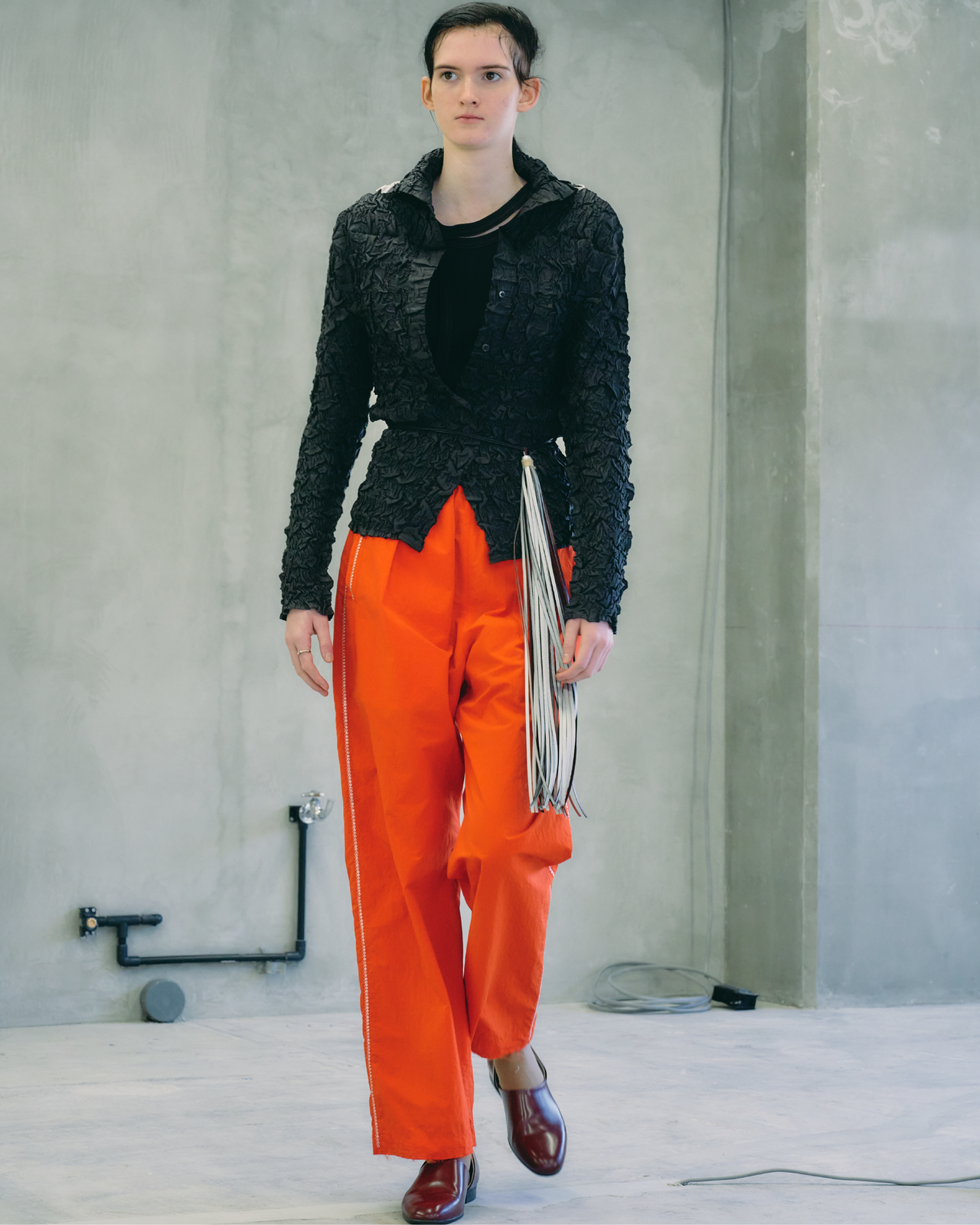 Hand Dyed Nylon Kimkoma Embroidery line Pants