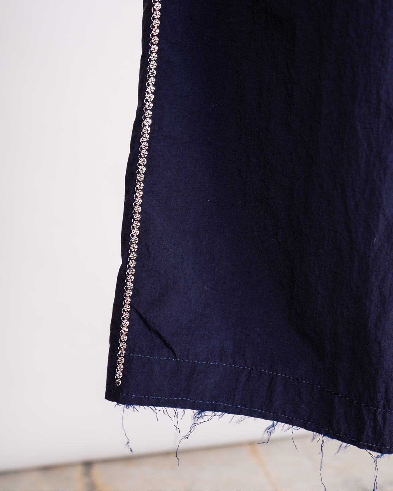 Hand Dyed Nylon Kimkoma Embroidery line Pants