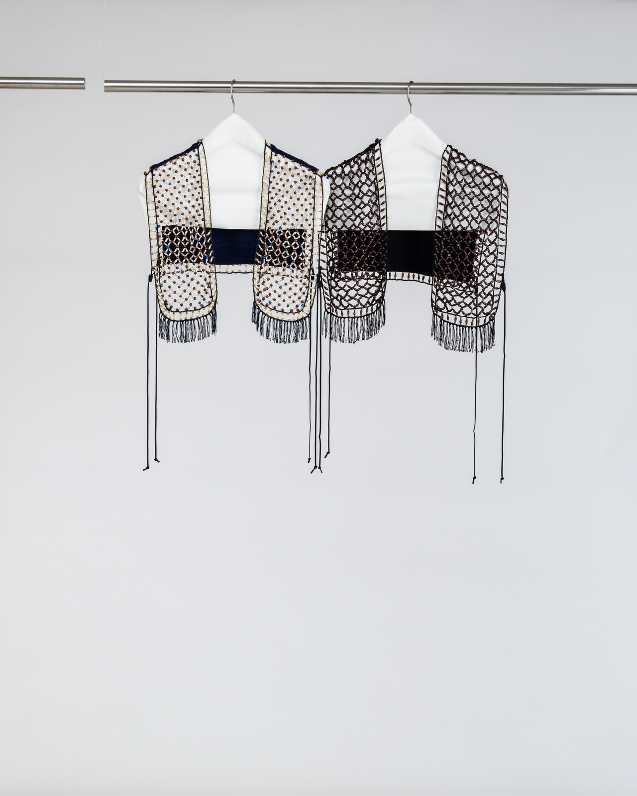 Candle Beads/Woody Beads And Knit Combination Vest