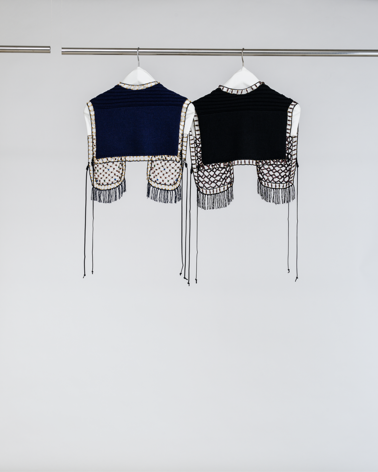 Candle Beads/Woody Beads And Knit Combination Vest