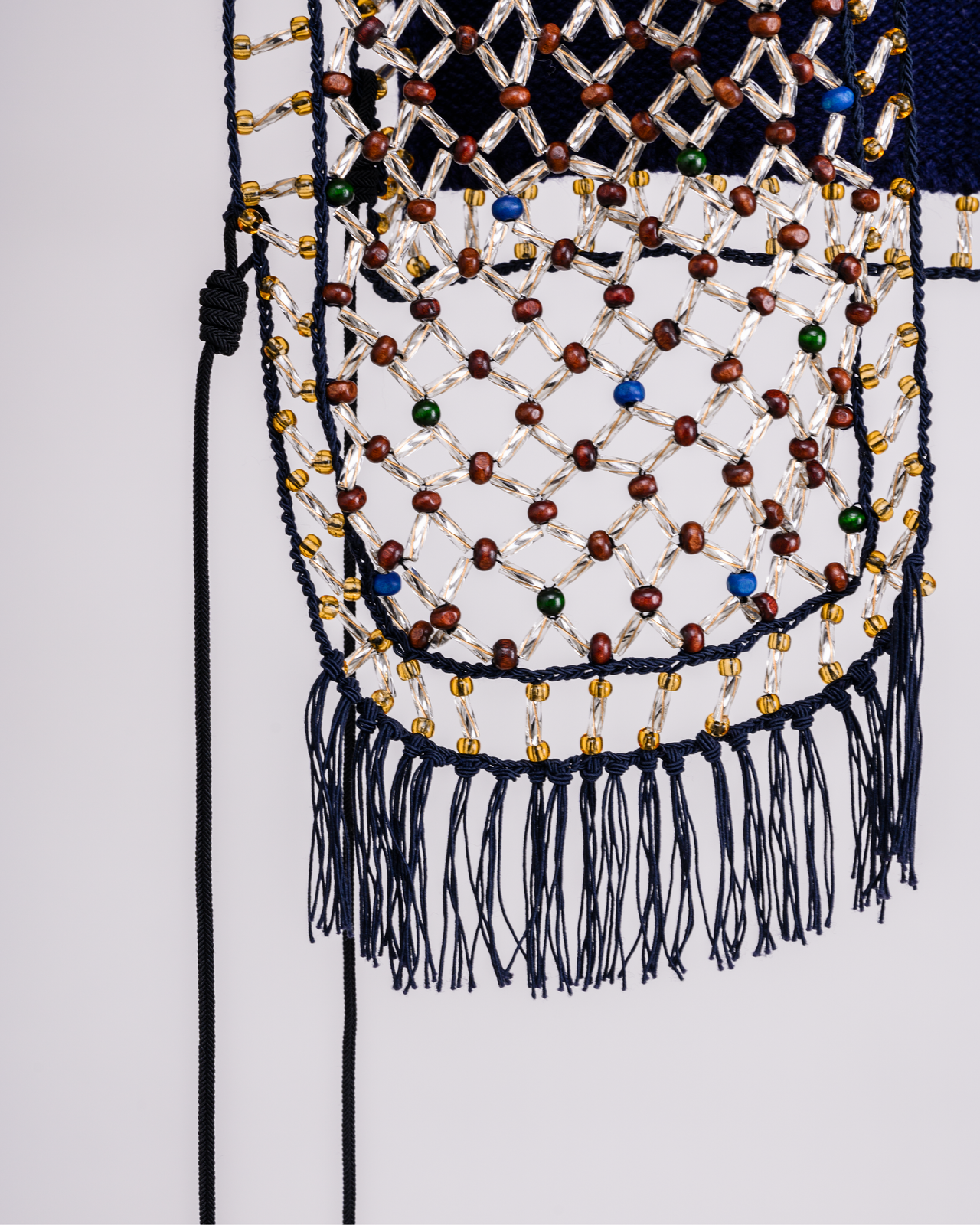 Candle Beads/Woody Beads And Knit Combination Vest