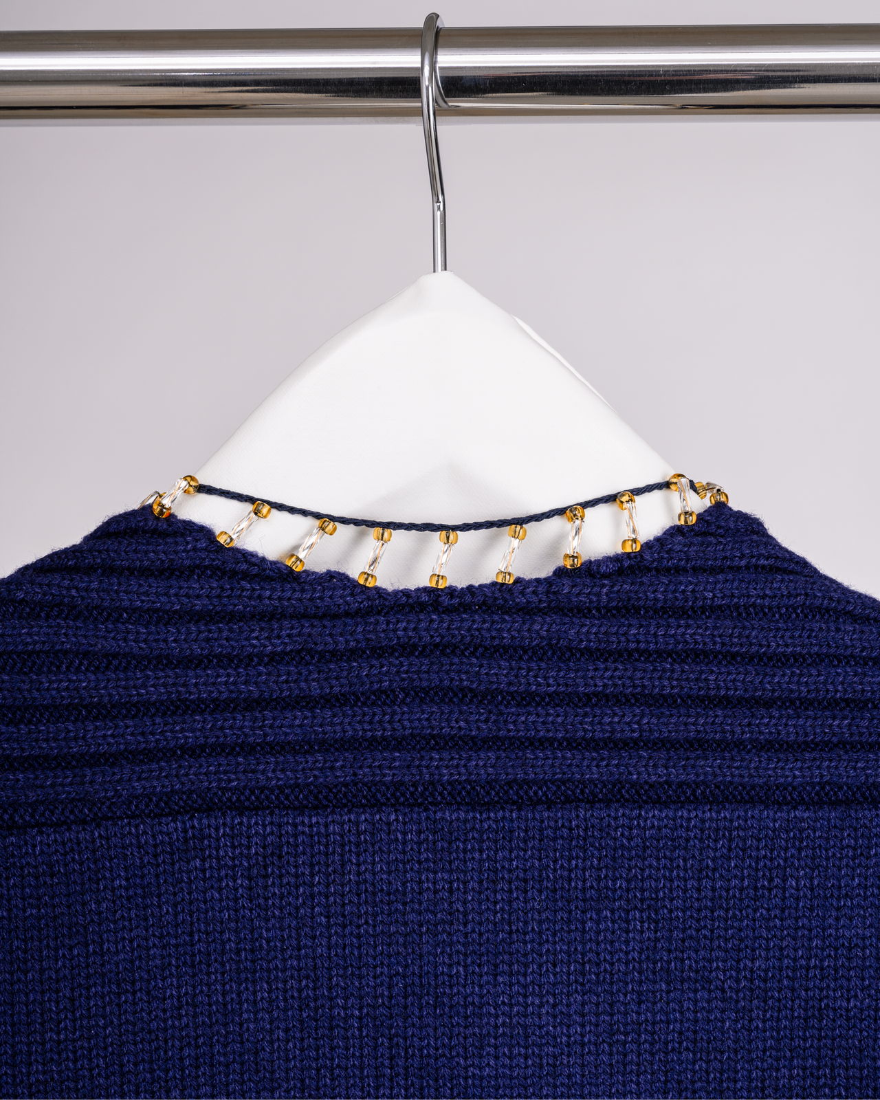 Candle Beads/Woody Beads And Knit Combination Vest