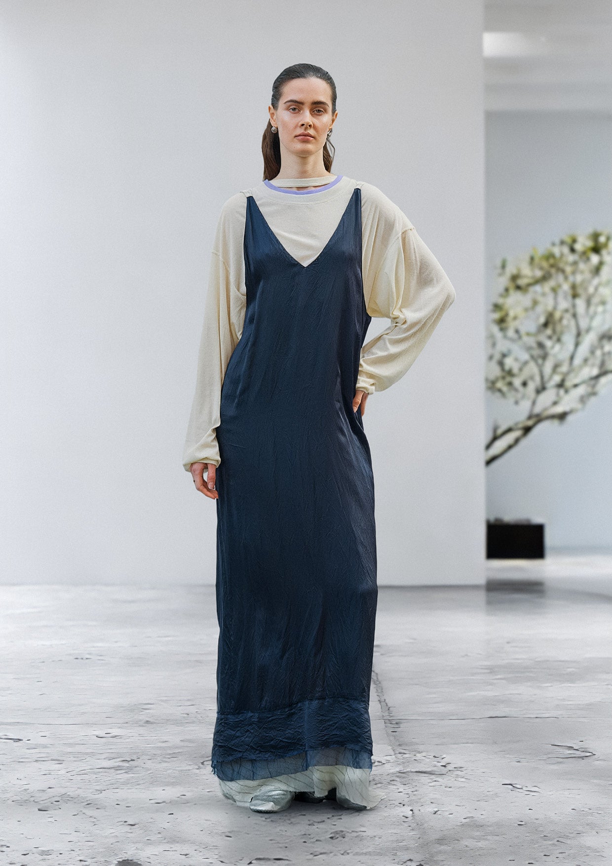 Double Rib Collar Long T-shirt