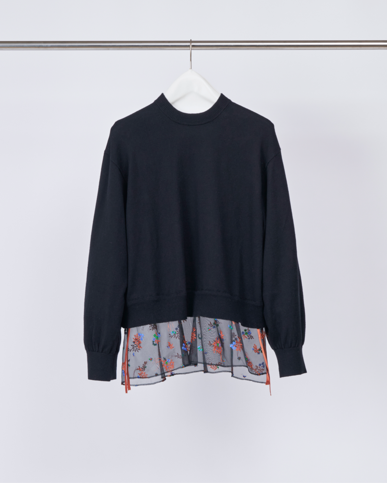 Cotton Cashmere Layered Hem Knit
