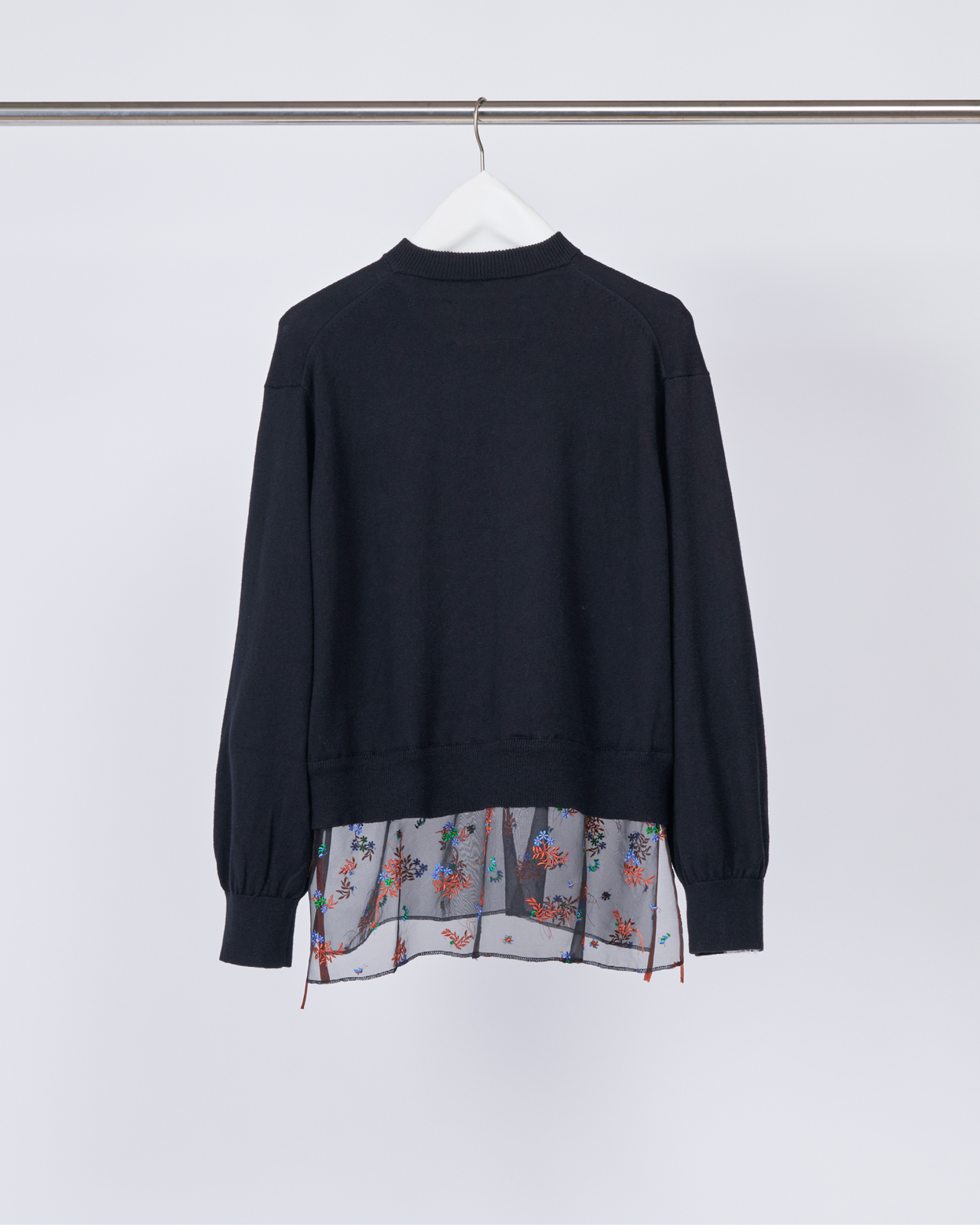 Cotton Cashmere Layered Hem Knit