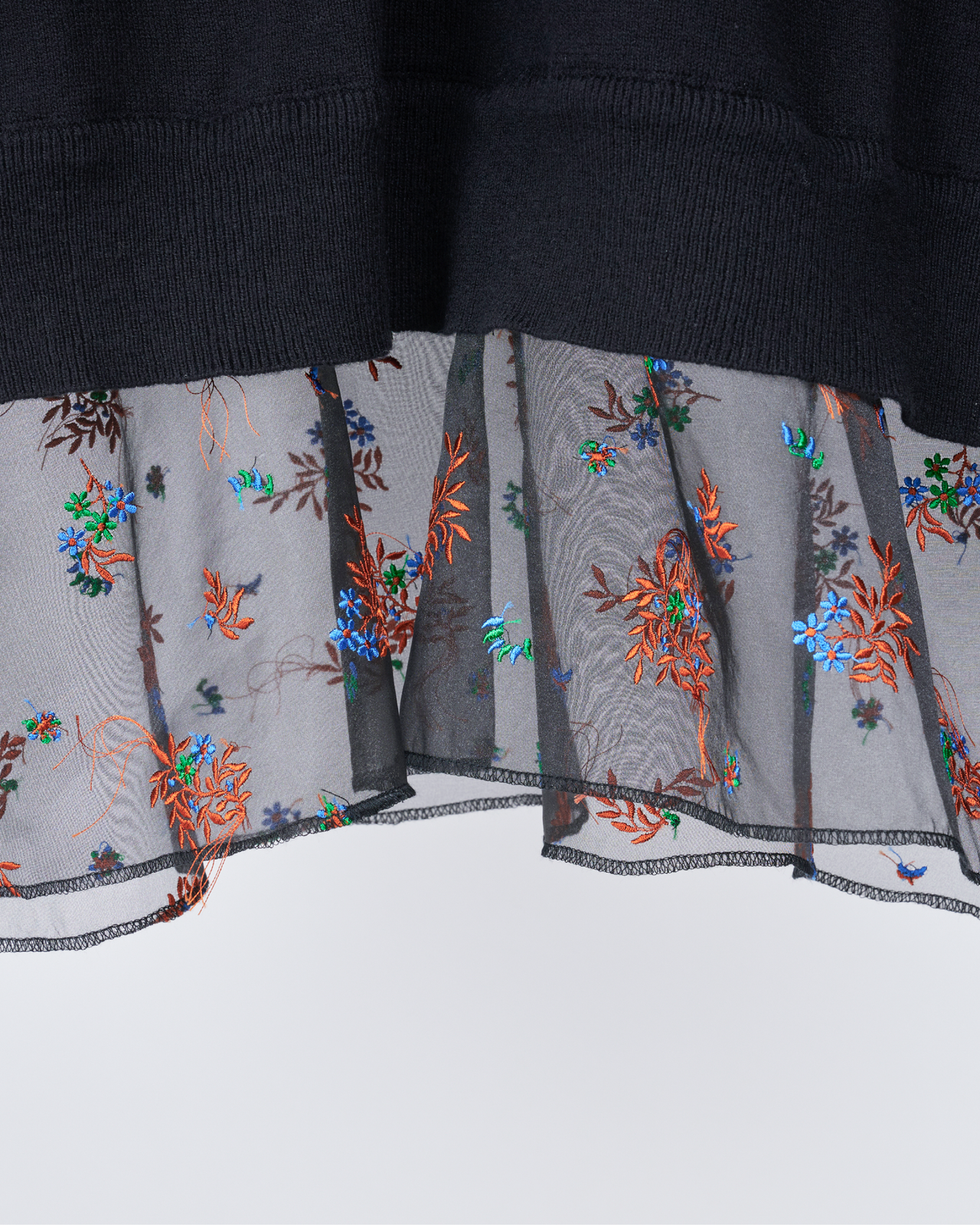 Cotton Cashmere Layered Hem Knit