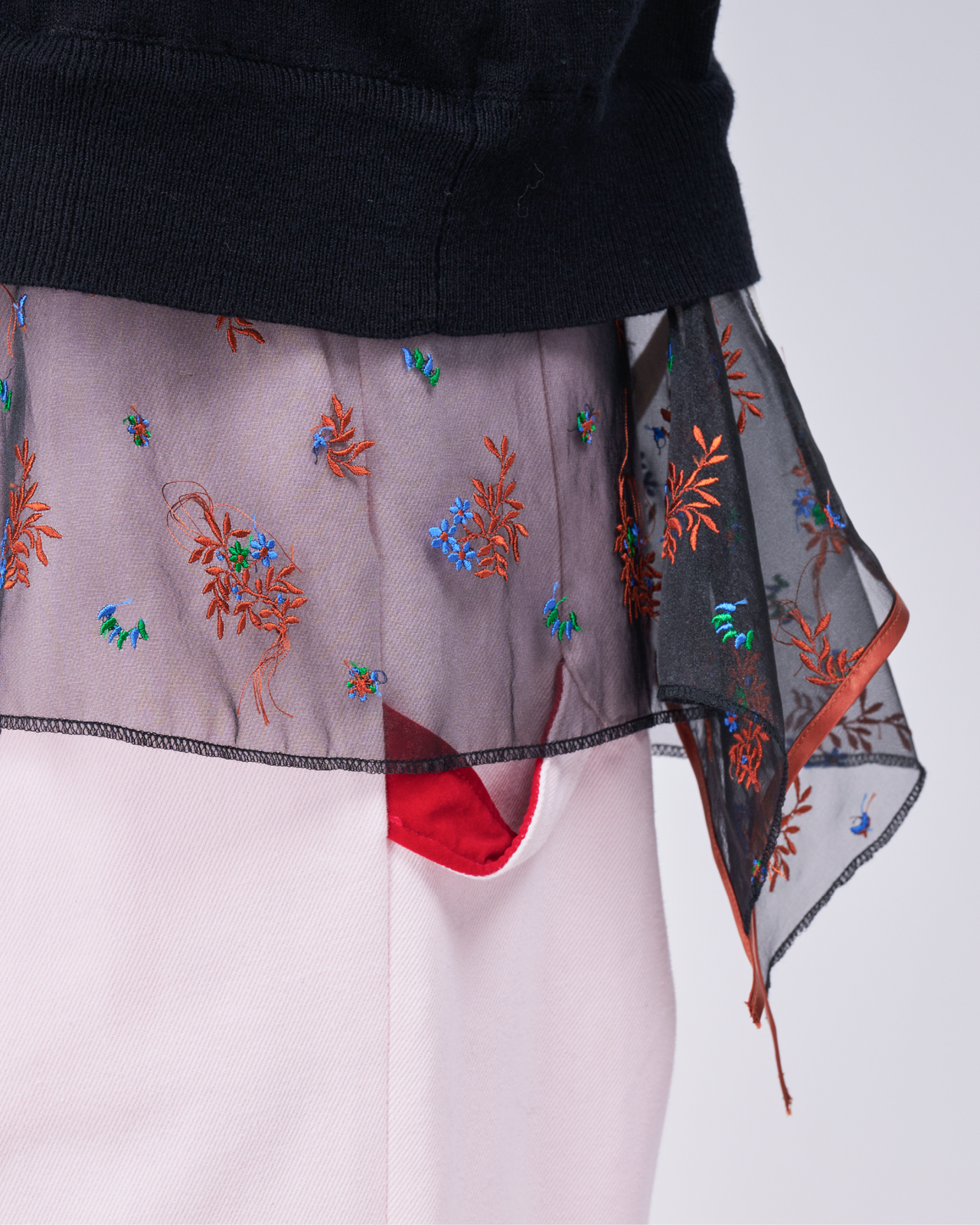 Cotton Cashmere Layered Hem Knit