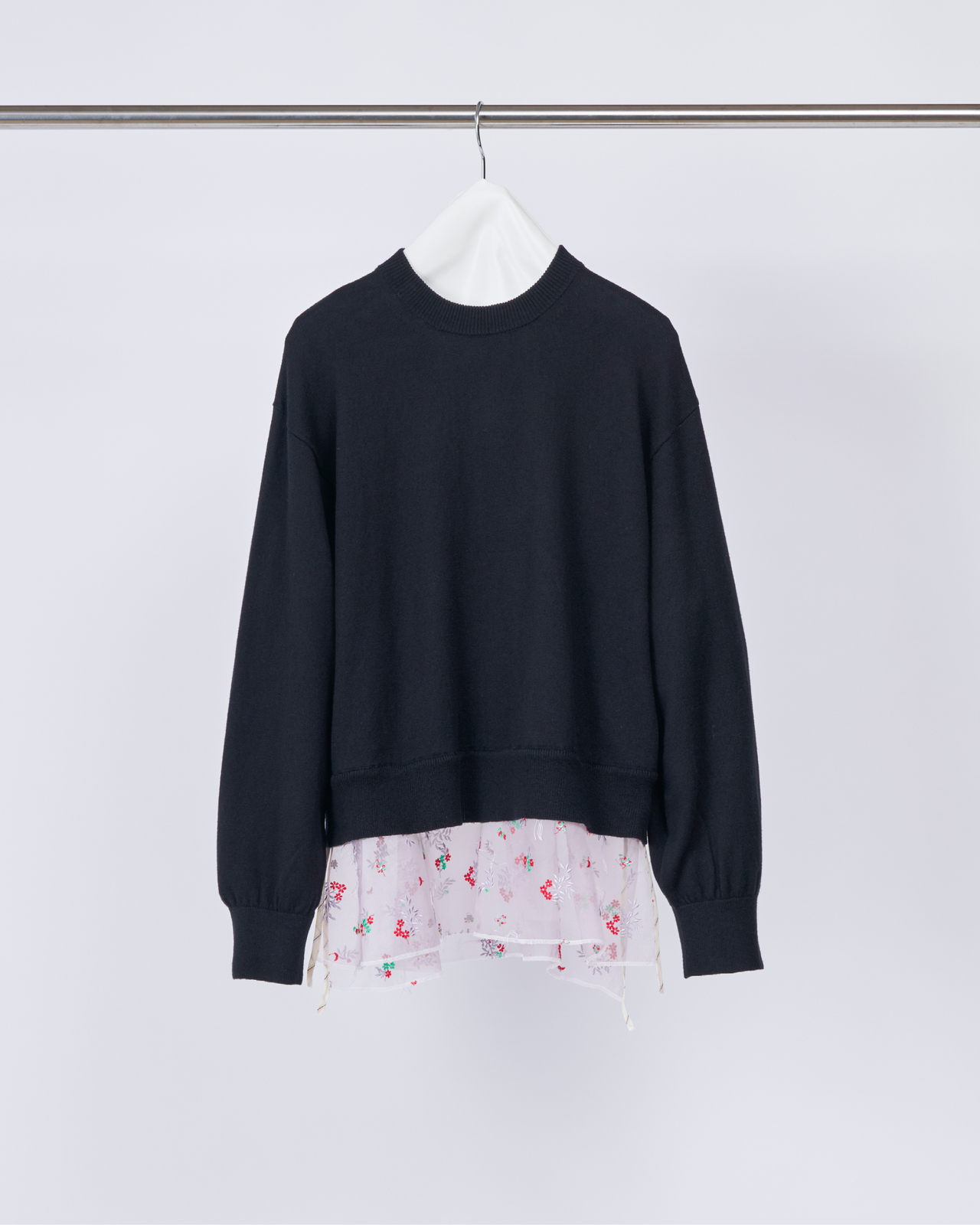 Cotton Cashmere Layered Hem Knit