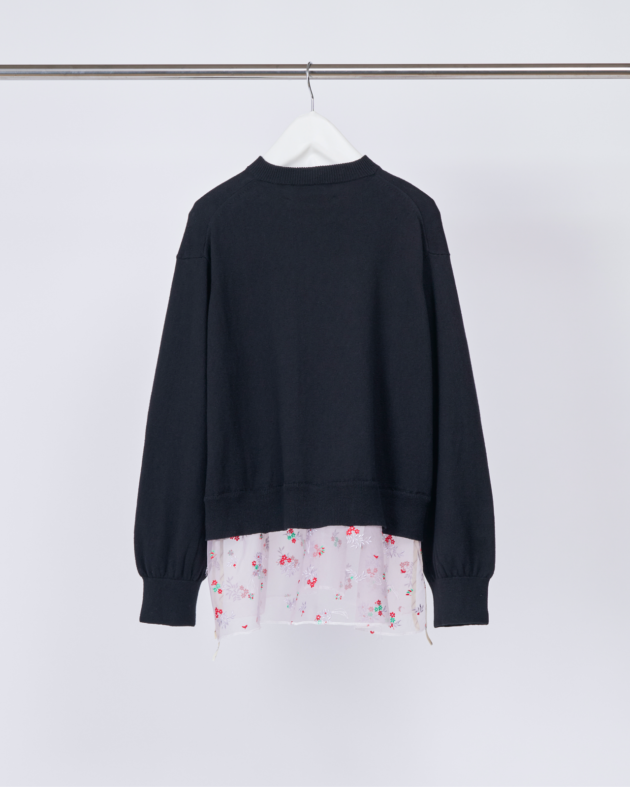Cotton Cashmere Layered Hem Knit