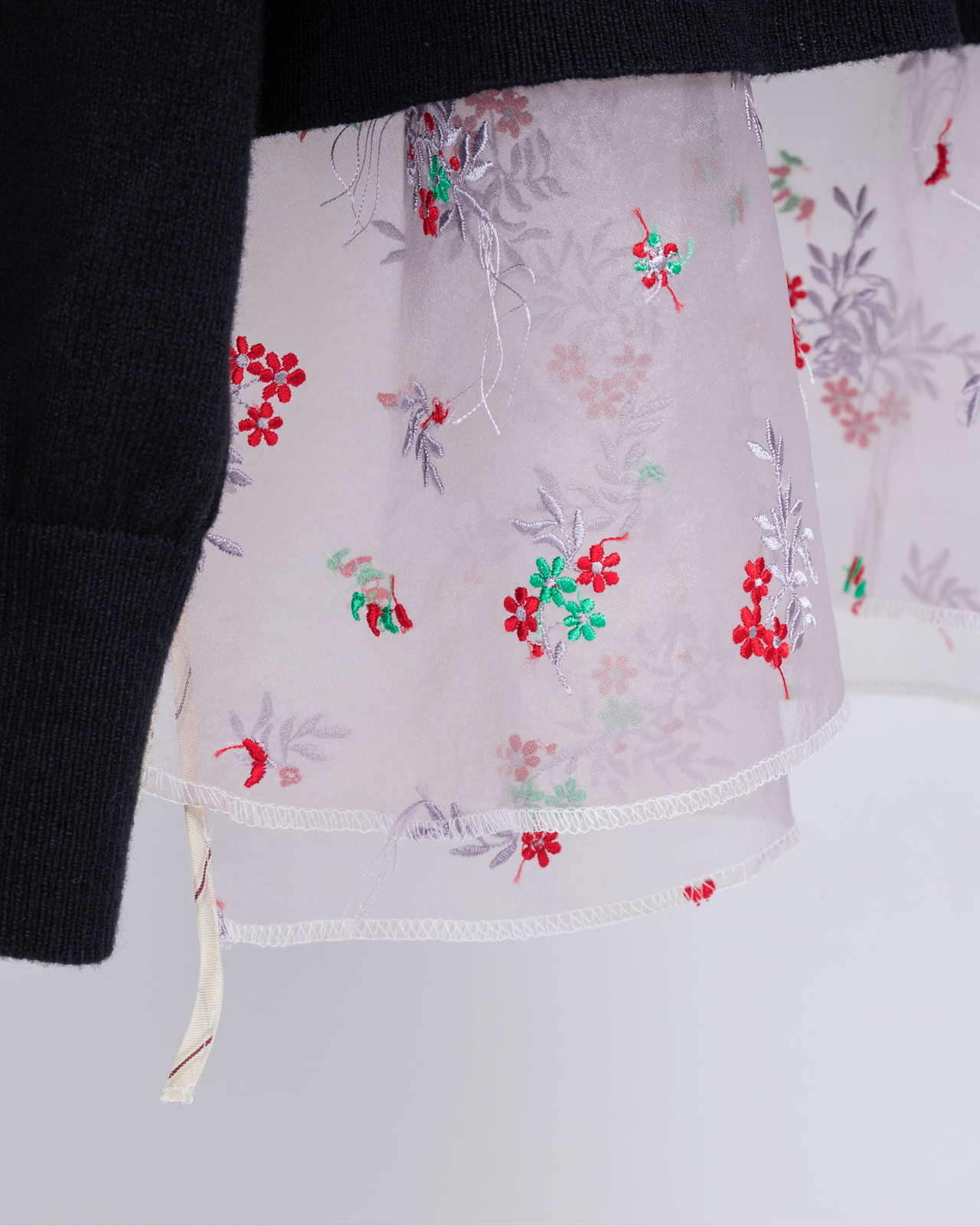 Cotton Cashmere Layered Hem Knit