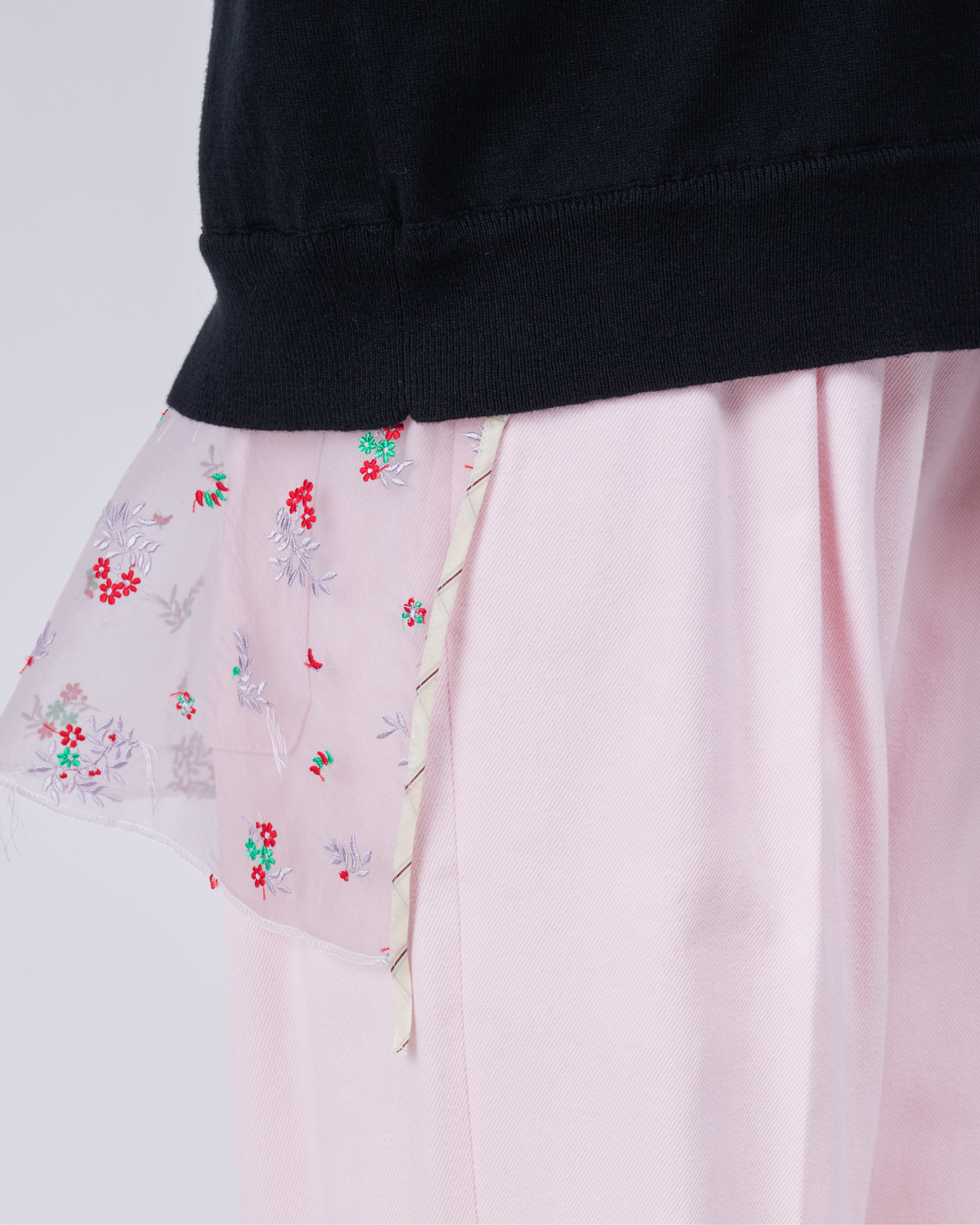Cotton Cashmere Layered Hem Knit