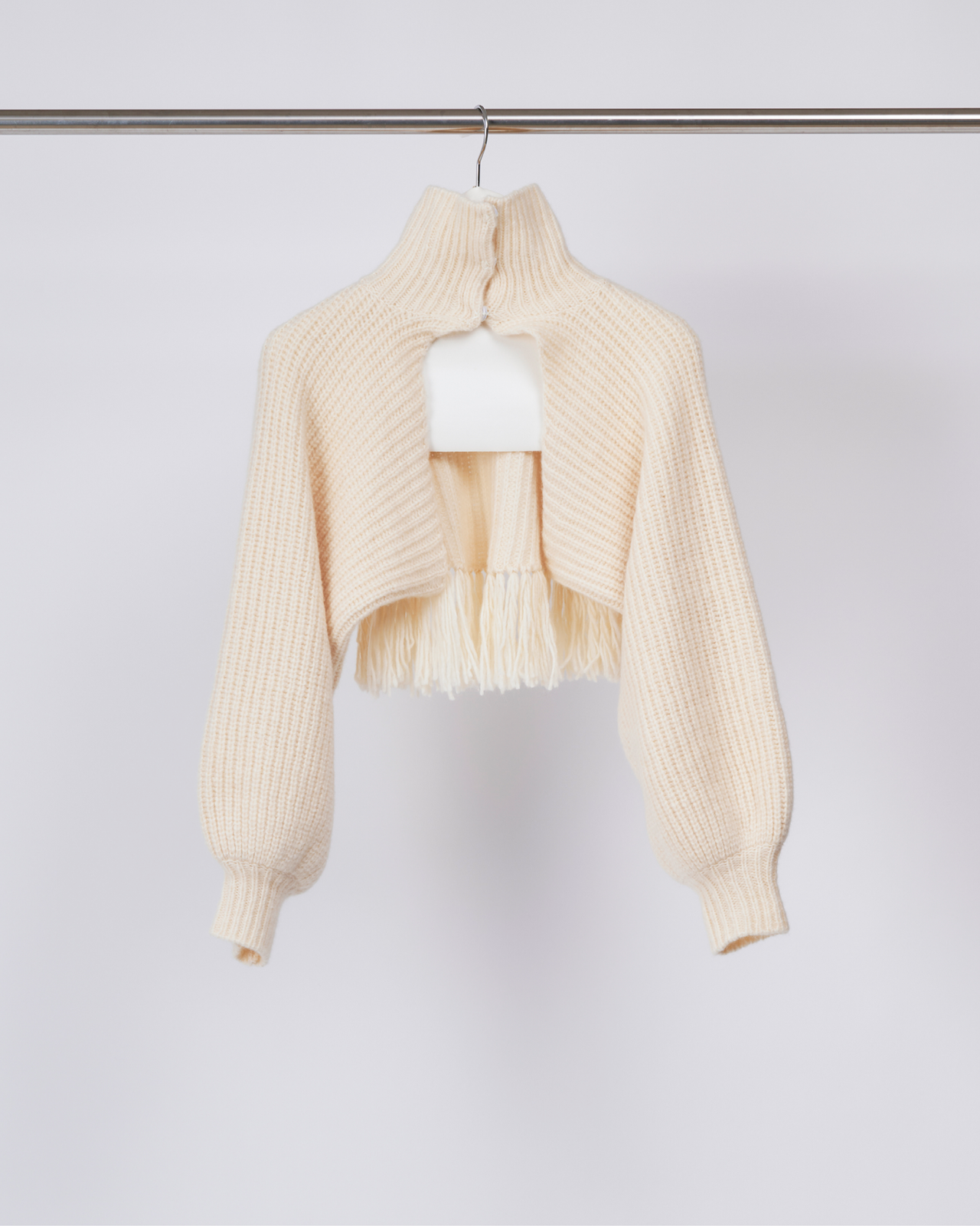 Wool Cotton Fringe Cardigan