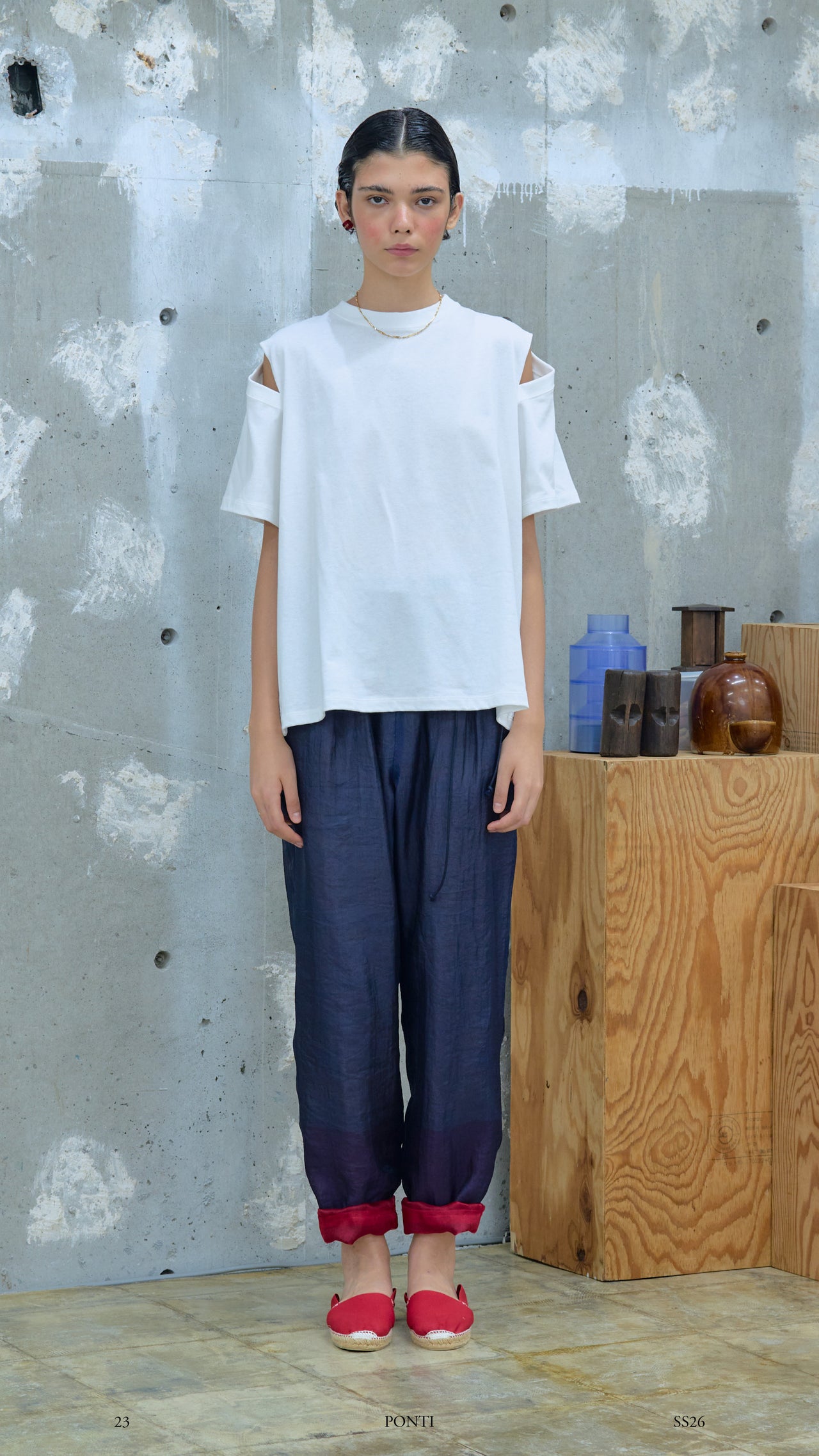 Cotton jersey semicircle T-shirt