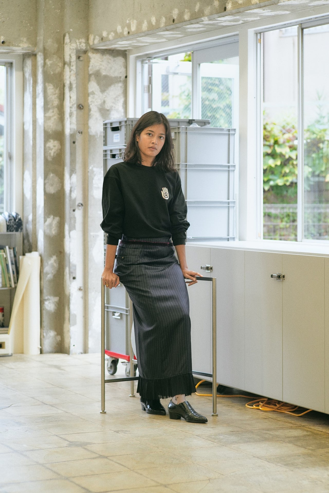 Hand Kimkoma Embroidery Long Sleeve Tee