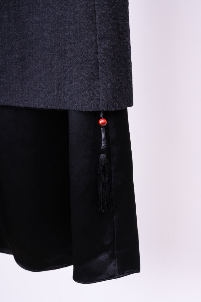 Worsted layered long wrap skirt