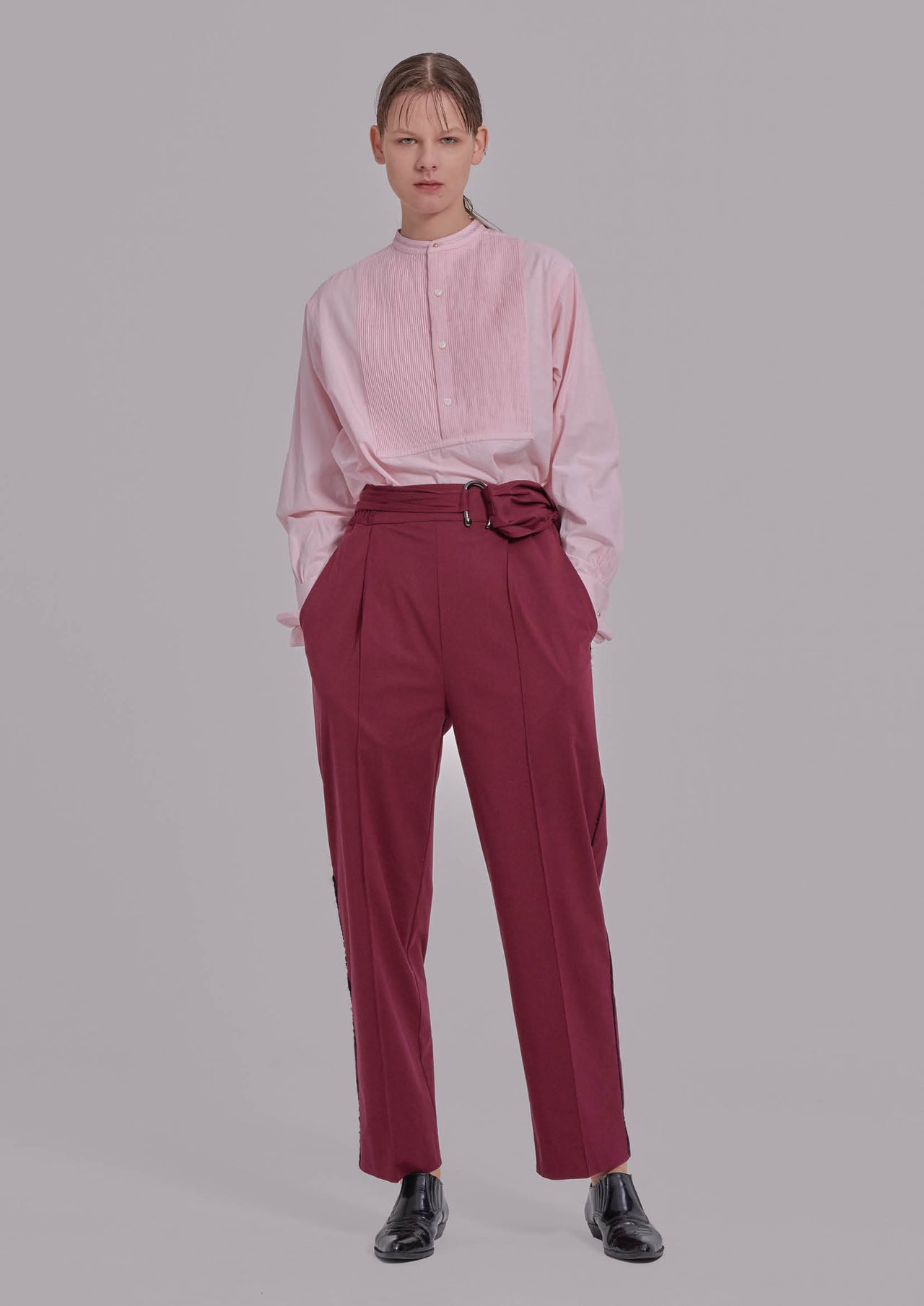 AW20-PINTUCK TUXED DRESS SHIRT