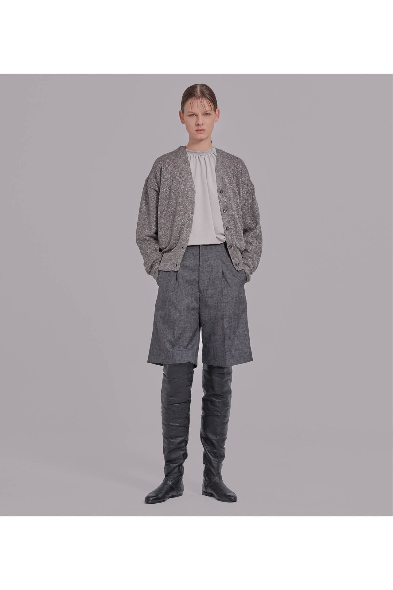 AW20-LAME COMBINATION CARDIGAN