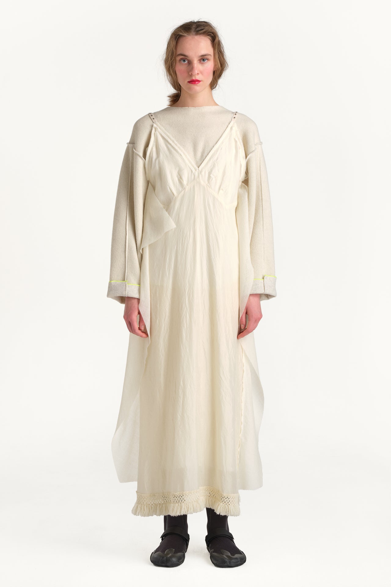 Wool Voile / Cupra Combination Dress