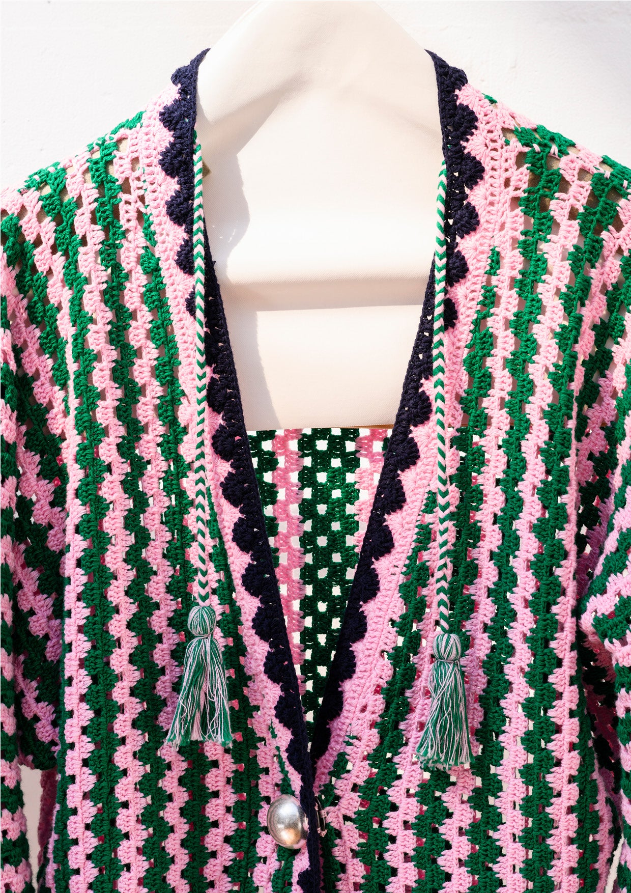 Striped crochet cardigan